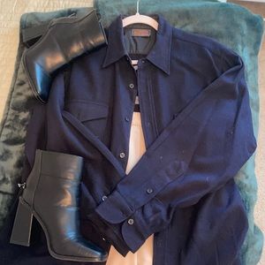 Oversized Pendleton Wool navy button up